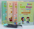 Set of Sank Magic practice copybooks for ages 3 and up on a white background